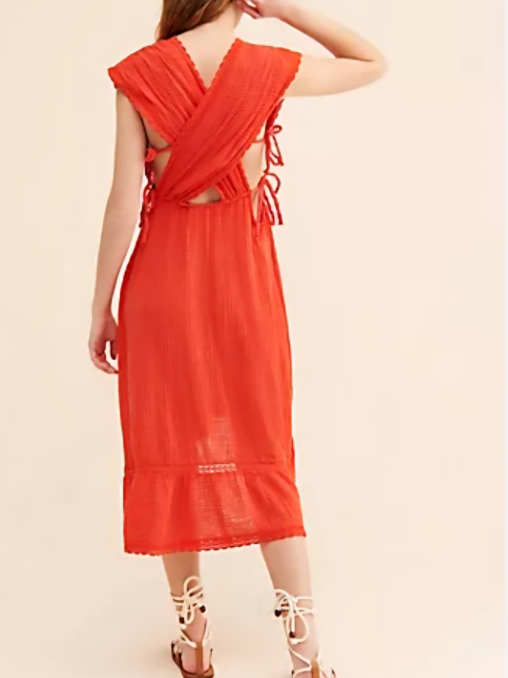 Anthropologie The Silvana Red High-Low Tie-Side Dress - Picture 3 of 7